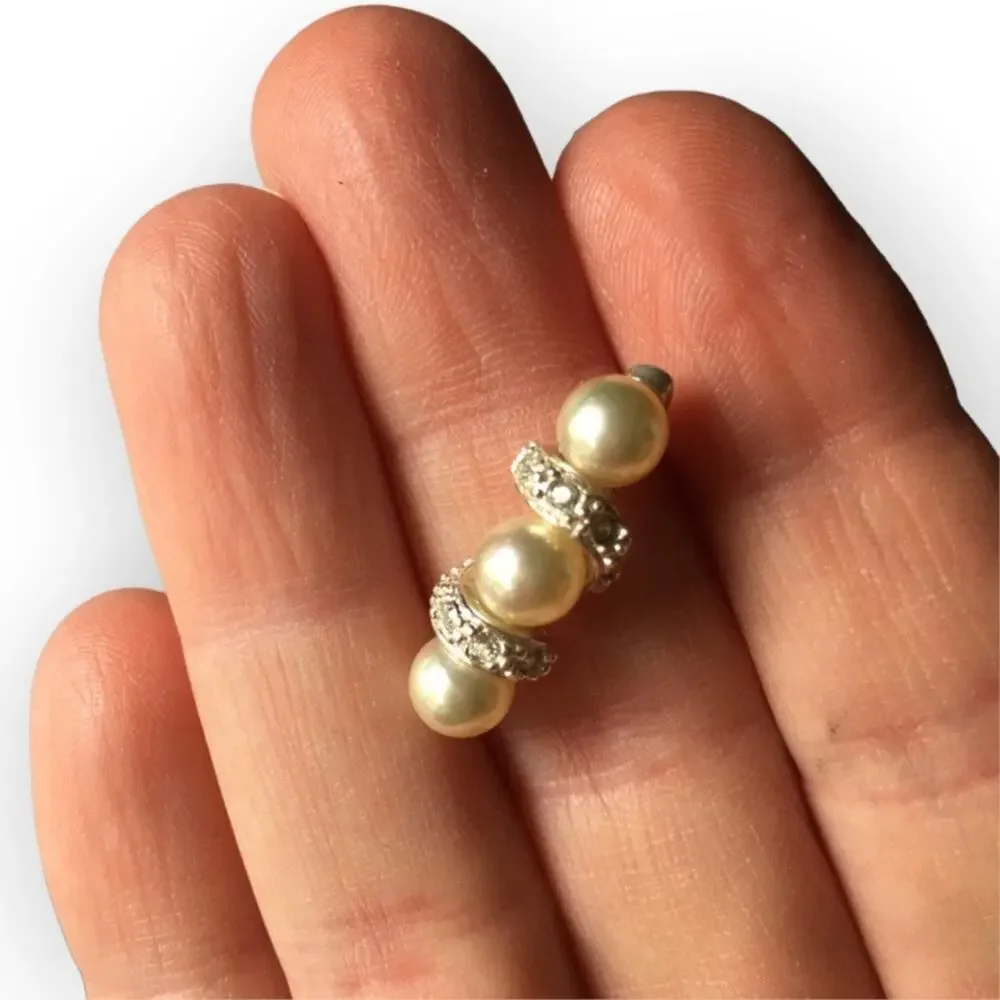 Faux pearl and rhinestone post earrings